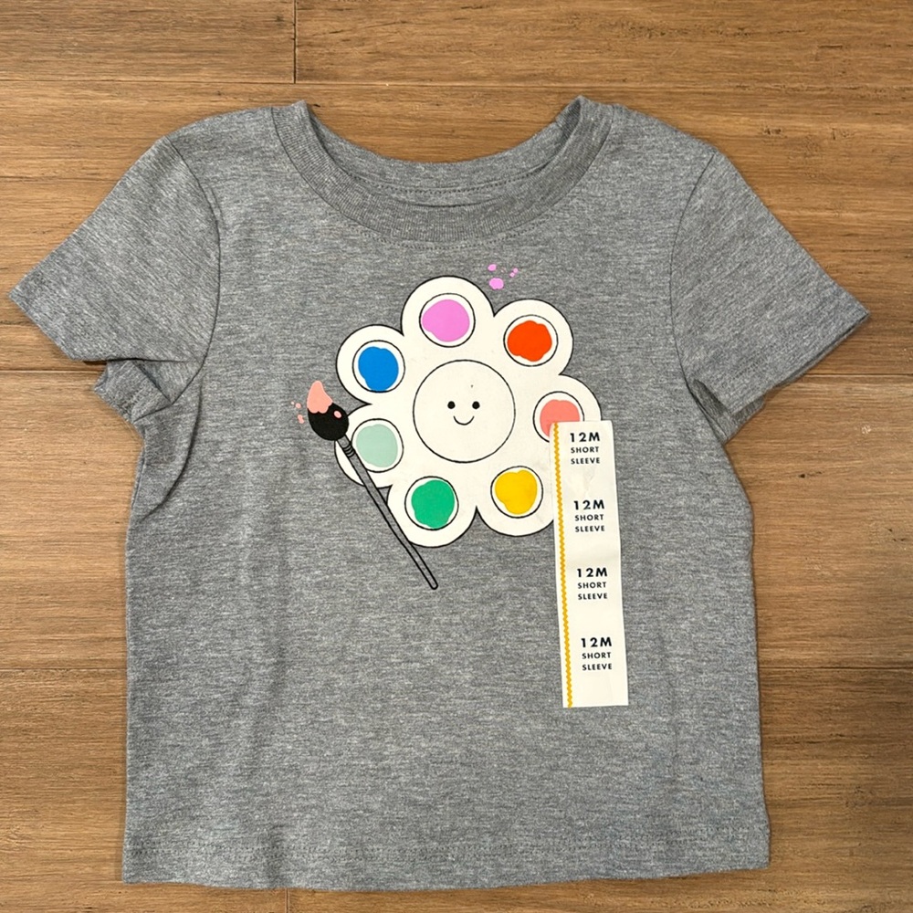 NEW Paint Flower 12M Graphic Tee Toddler Girl